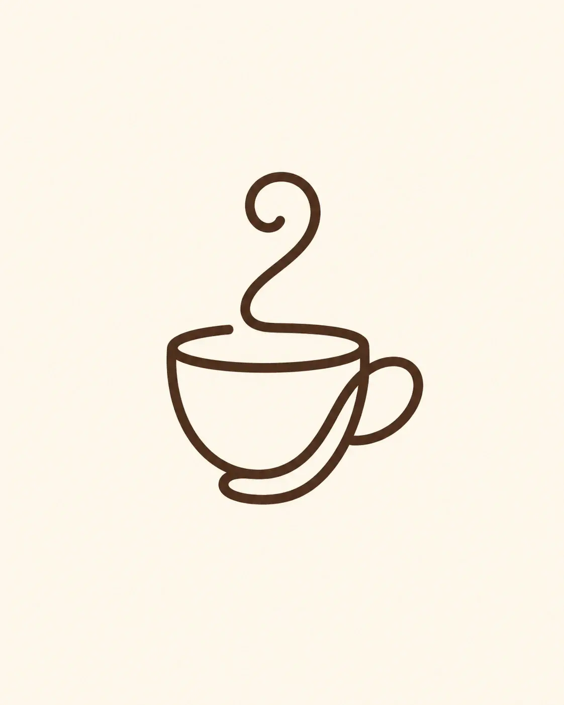 Minimalist AI prompt real output: Original minimalist logo concept for a coffee brand, one continuous dark-brown line suggest